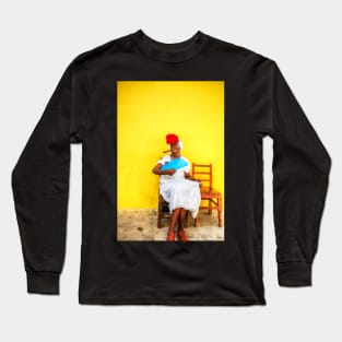 Cuban Woman Smoking Cigar Long Sleeve T-Shirt